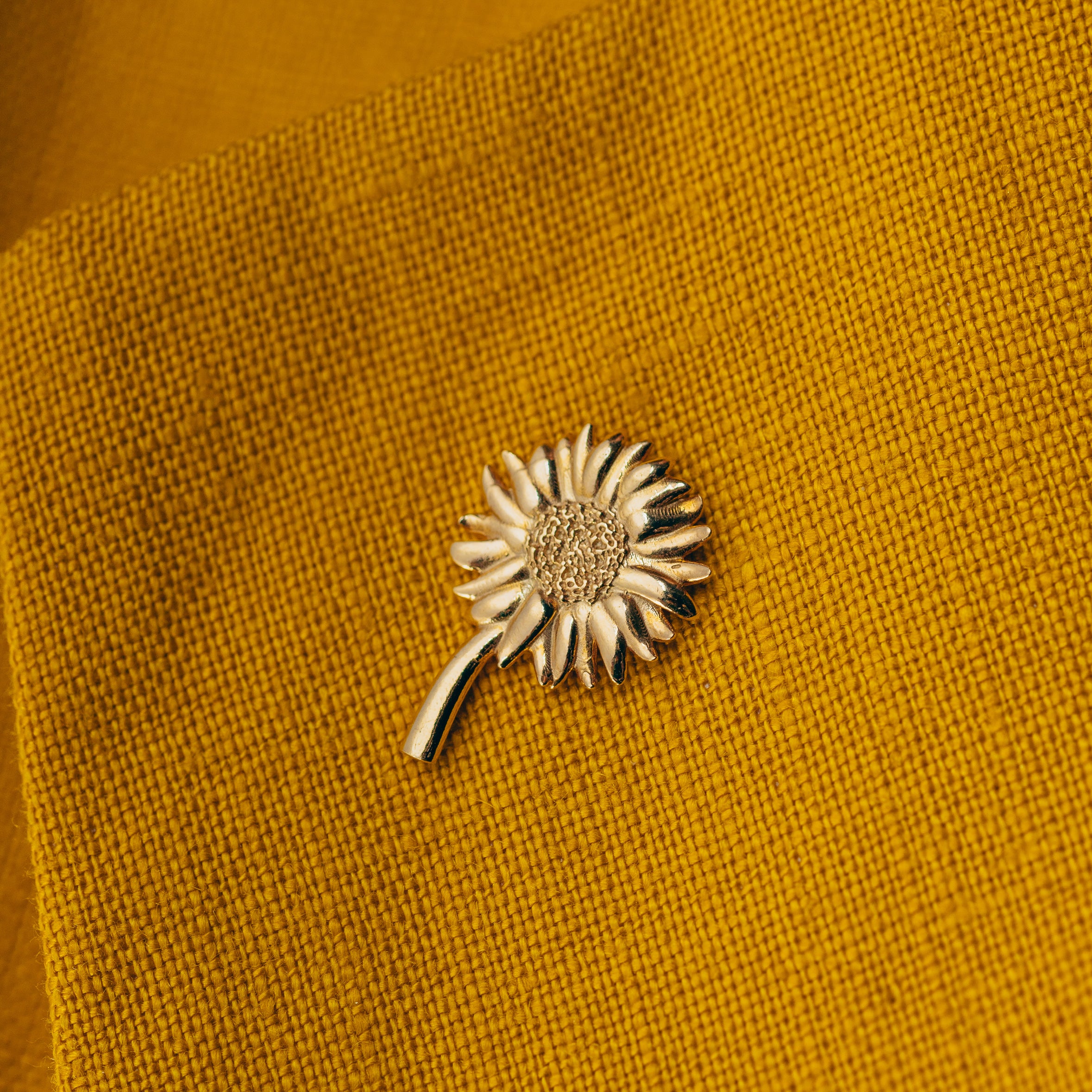 Przypinka słonecznik SUNFLOWER srebrny pozłacany
