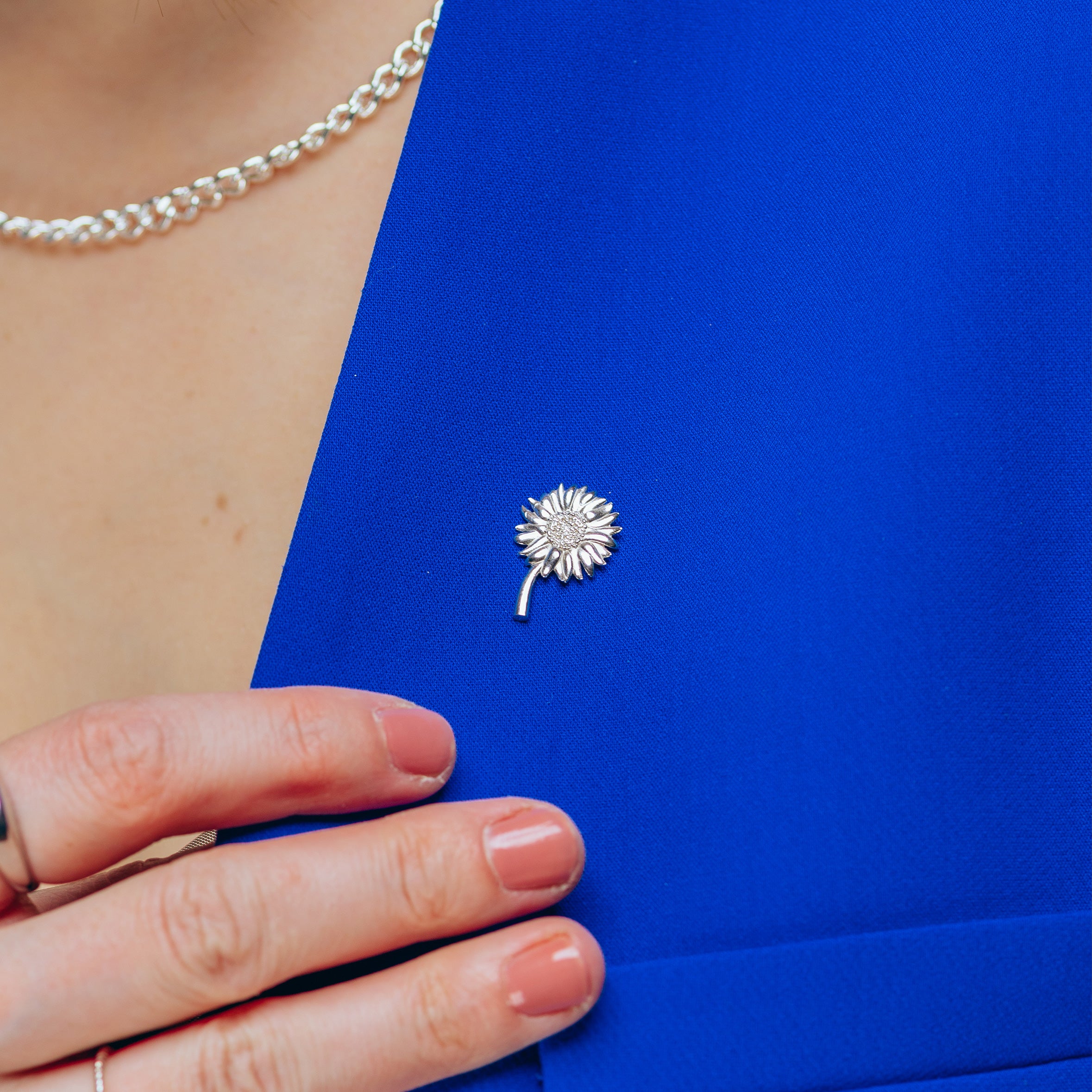 Przypinka słonecznik SUNFLOWER srebrny