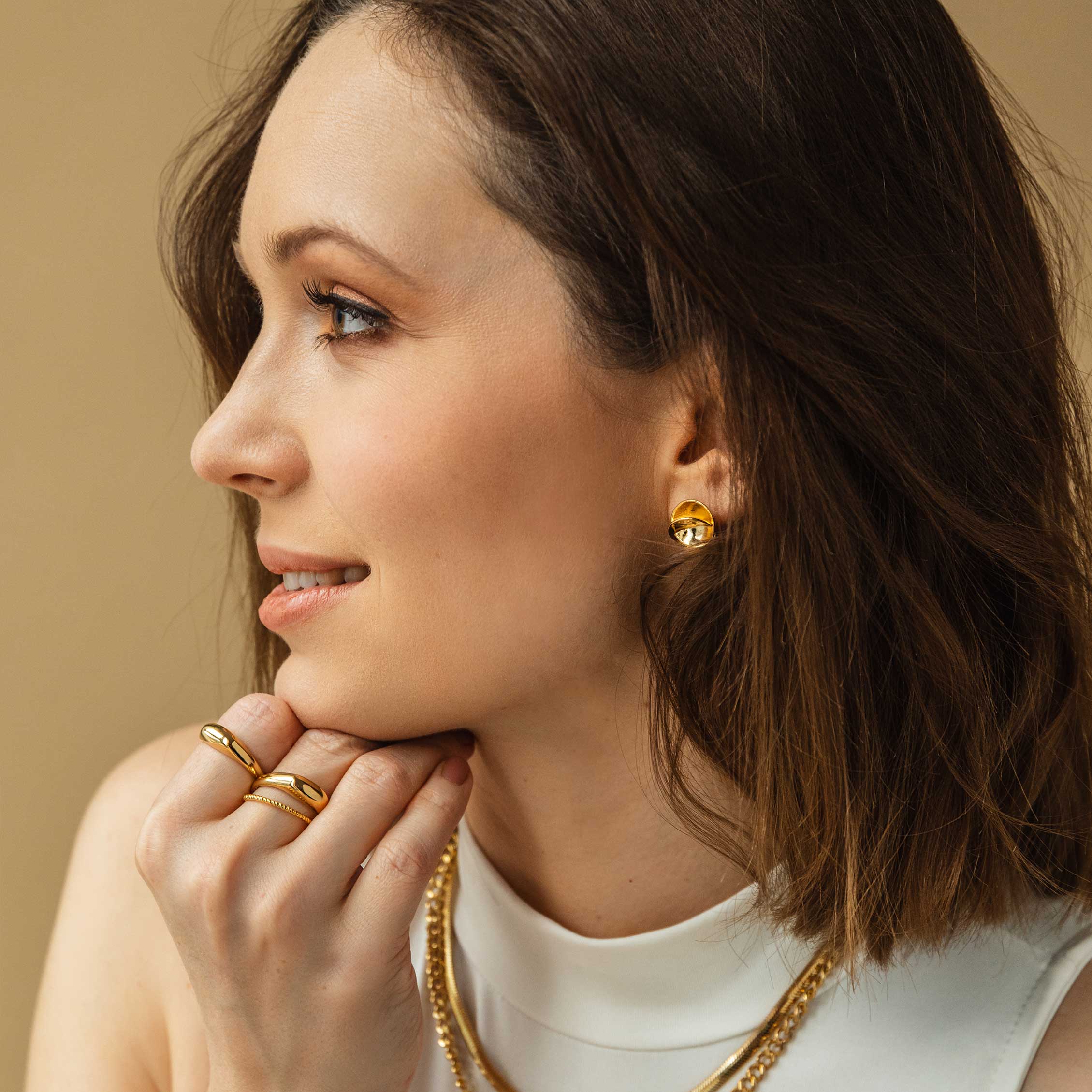 Pierścionek sygnet THE ONE srebrny pozłacany