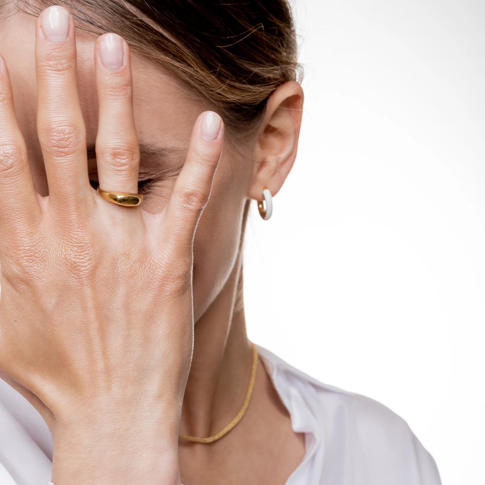 Pierścionek sygnet THE ONE srebrny pozłacany