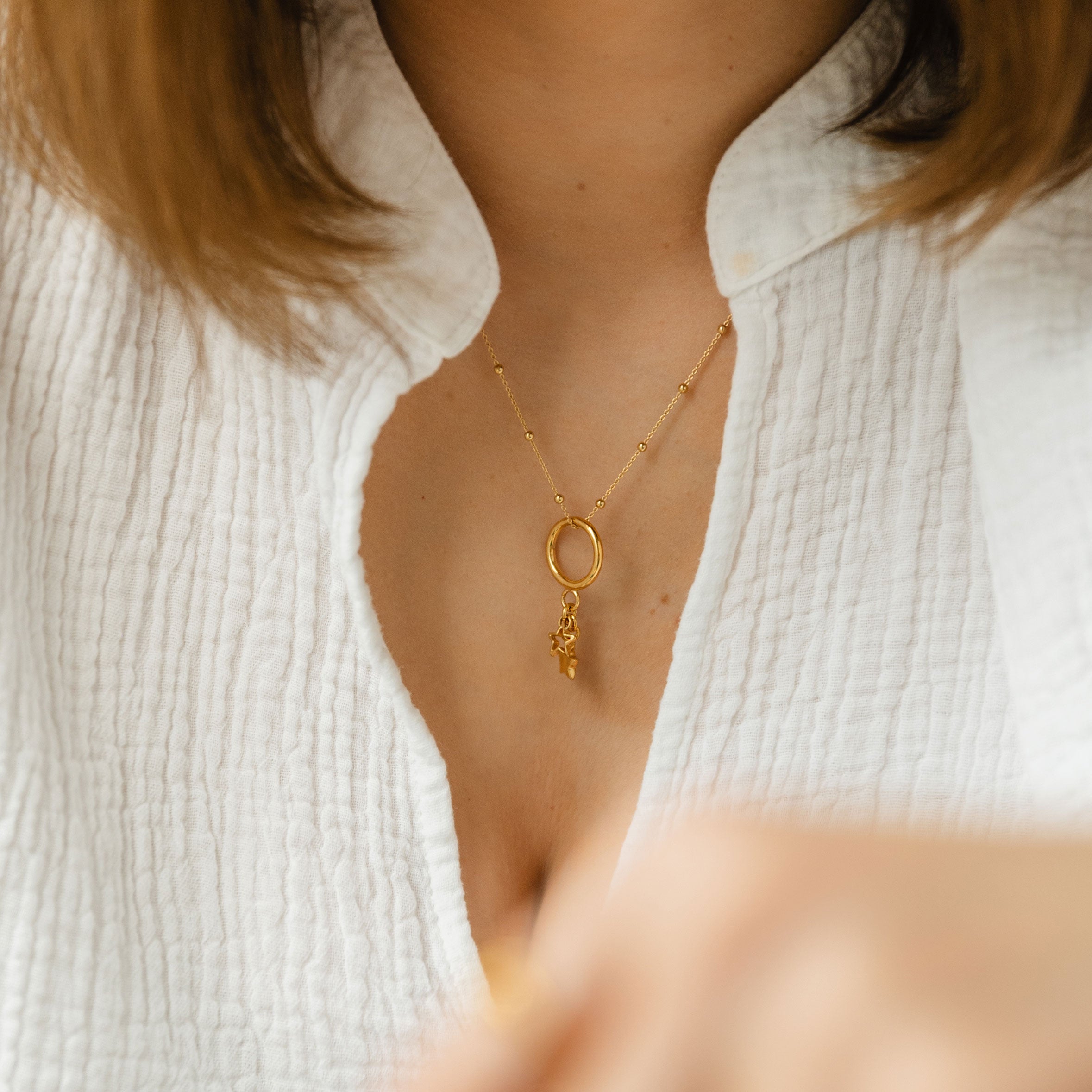 Zawieszka gwiazdki STARS srebrna pozłacana