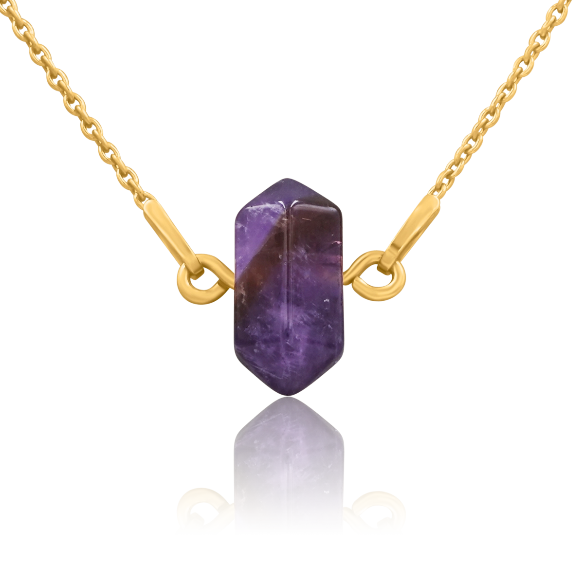 Naszyjnik z ametystem HOPE srebrny pozłacany