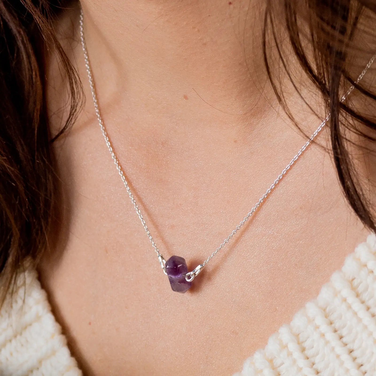 Naszyjnik z ametystem HOPE srebrny
