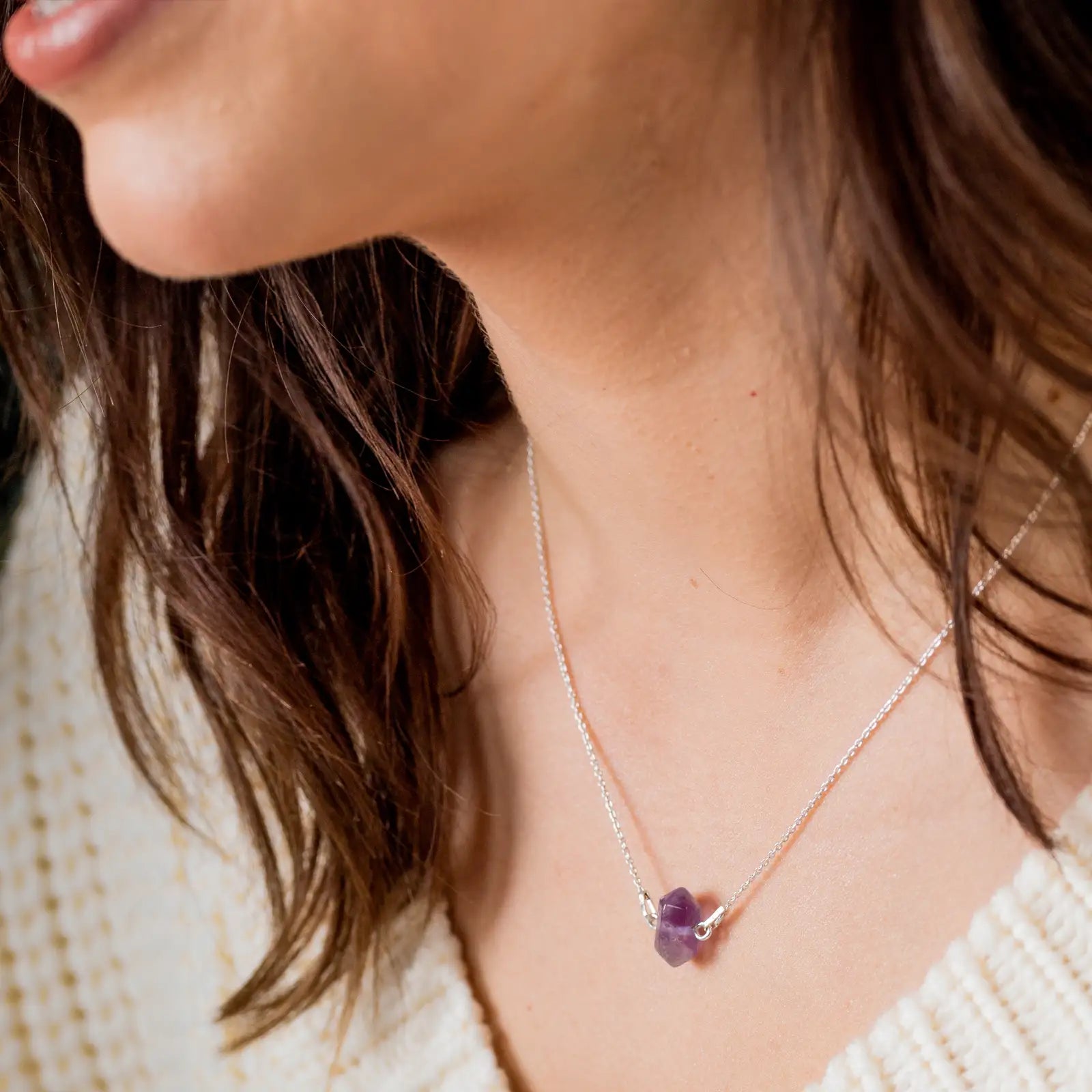 Naszyjnik z ametystem HOPE srebrny