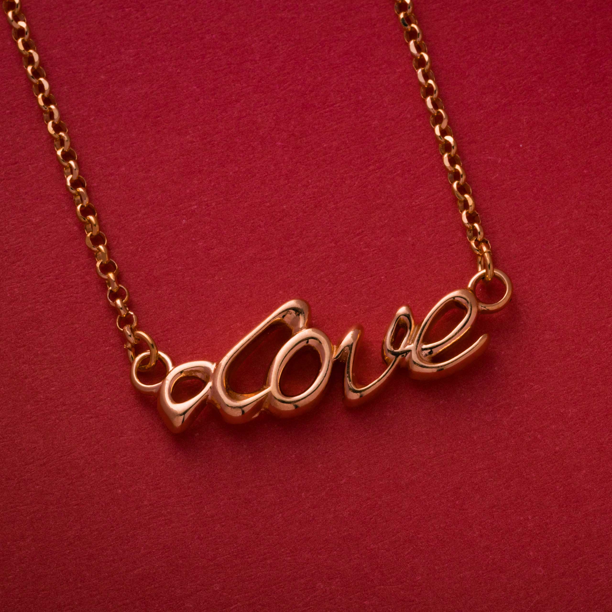 Naszyjnik LOVE srebrny pozłacany na różowo