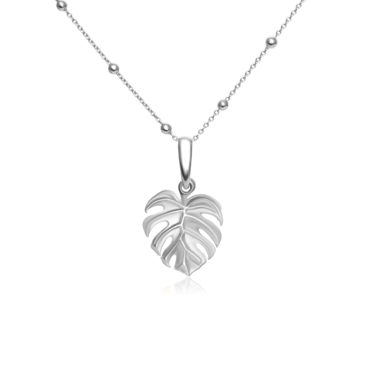 Naszyjnik MONSTERA srebrny - zawieszka i łańcuszek