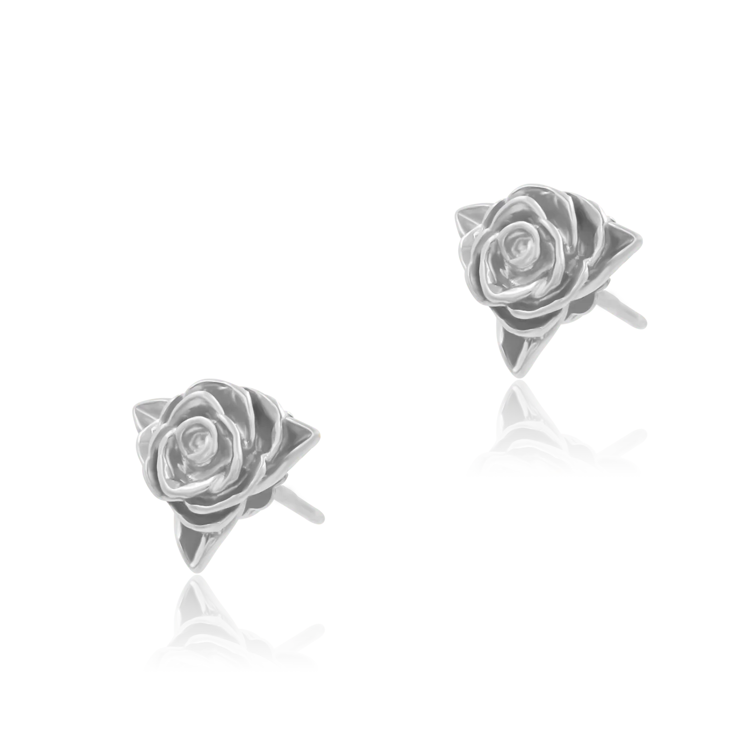 Kolczyki róże ROSE białe złoto