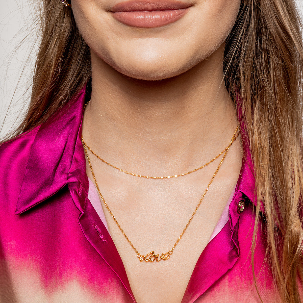 Naszyjnik LOVE srebrny pozłacany