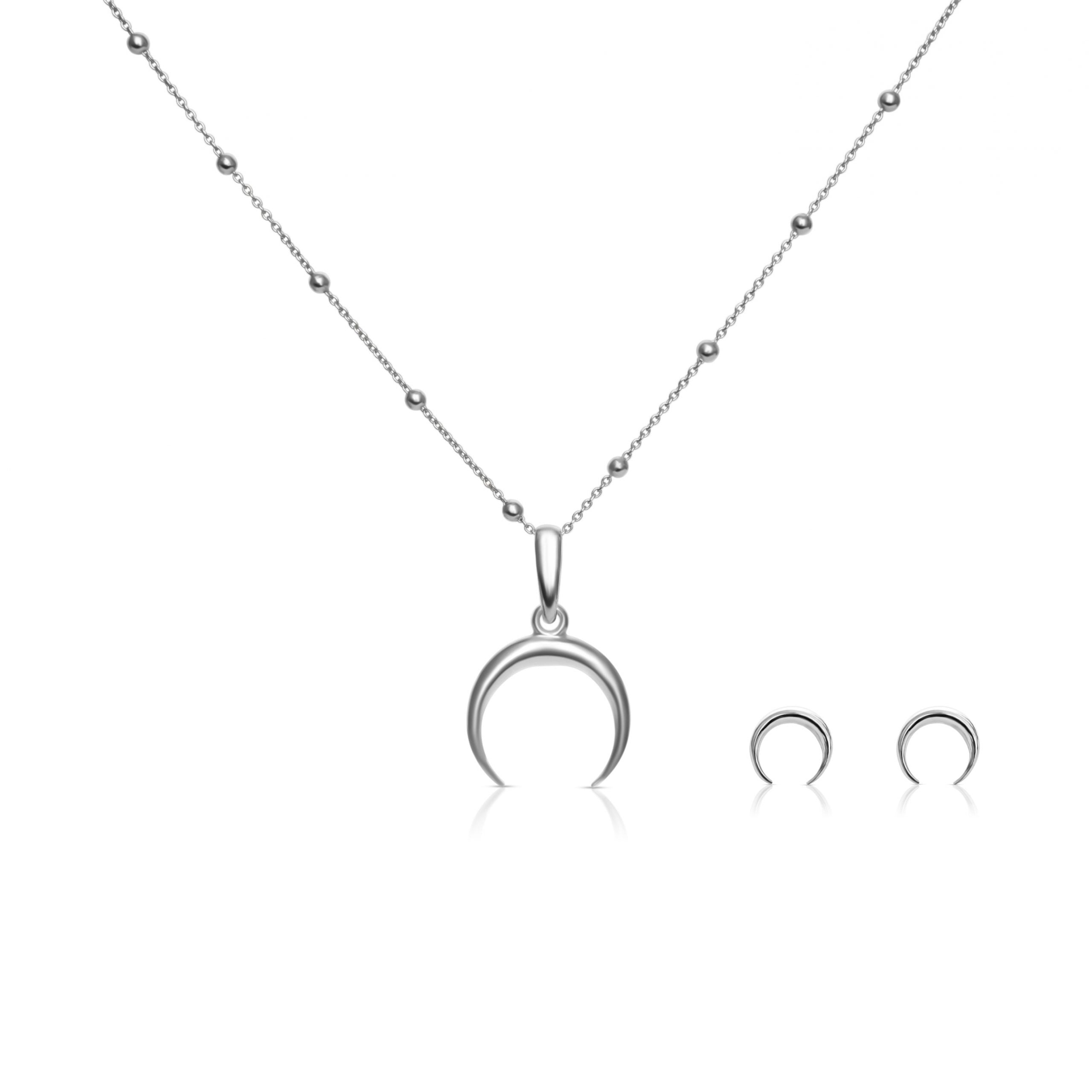 Zestaw KSIĘŻYCOWY srebrny- zawieszka, kolczyki i łańcuszek