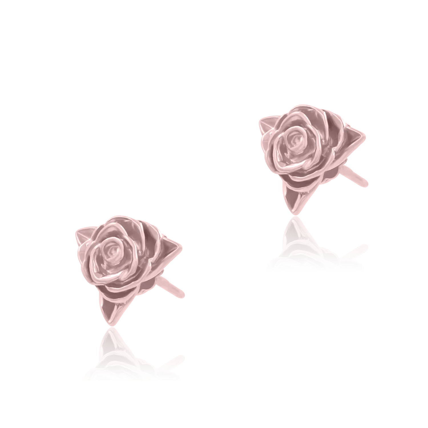 Kolczyki róże ROSE srebrne pozłacane na różowo