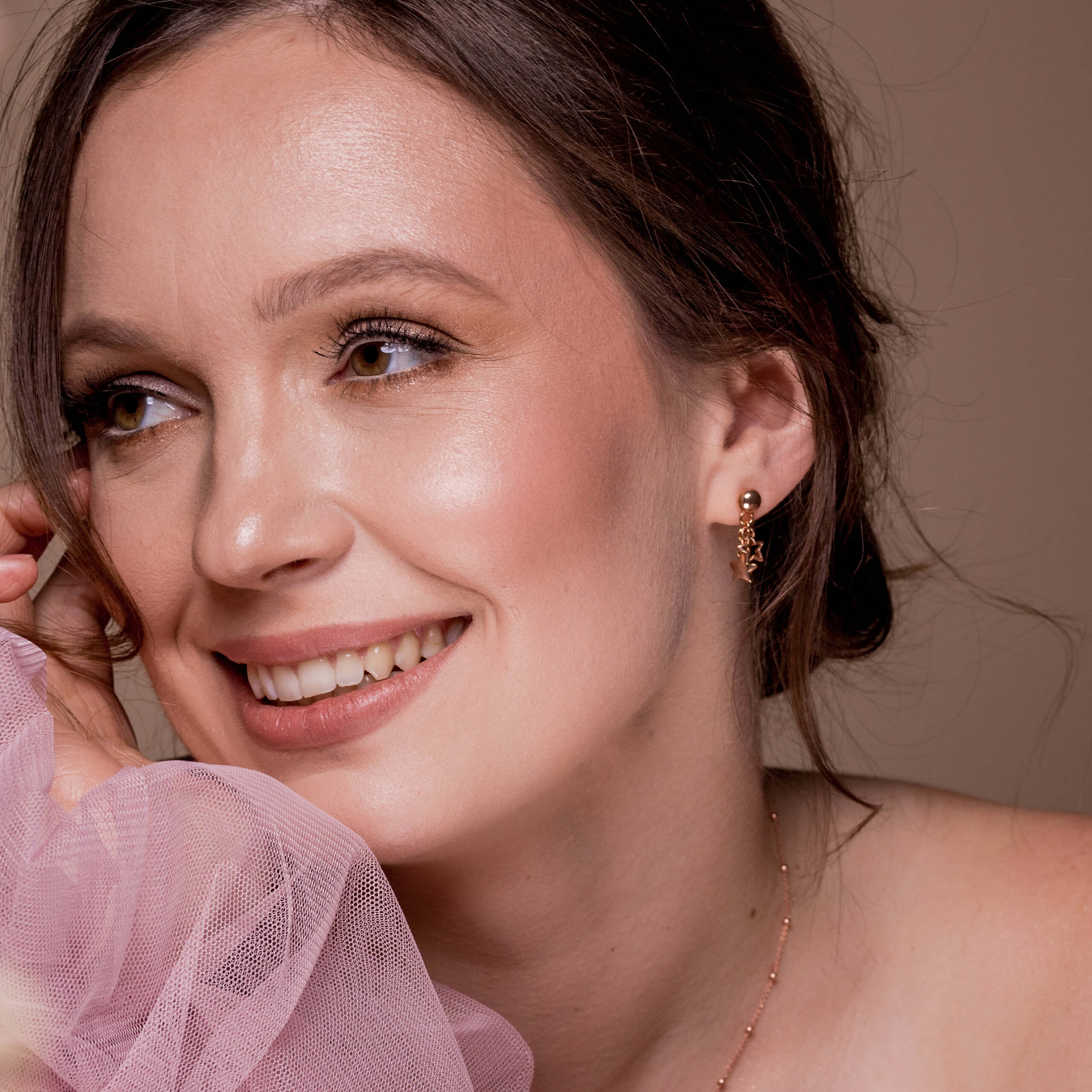 Kolczyki gwiazdki STARS srebrne pozłacane na różowo
