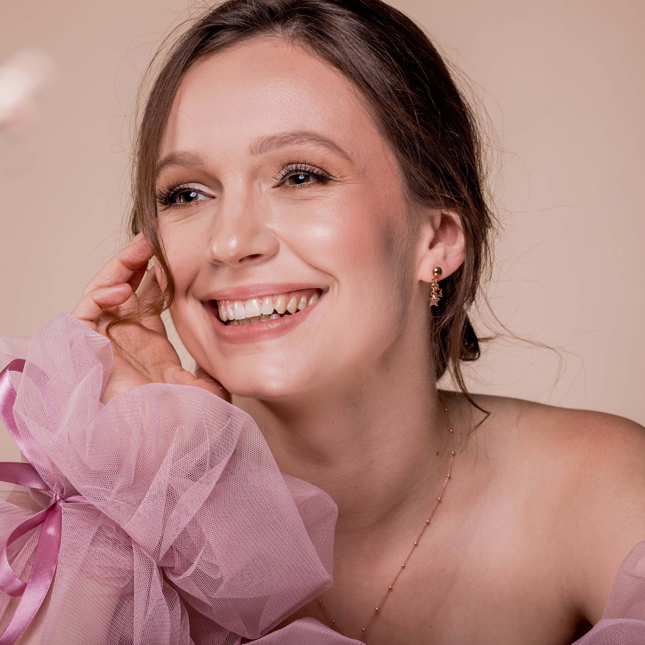 Kolczyki gwiazdki STARS srebrne pozłacane na różowo